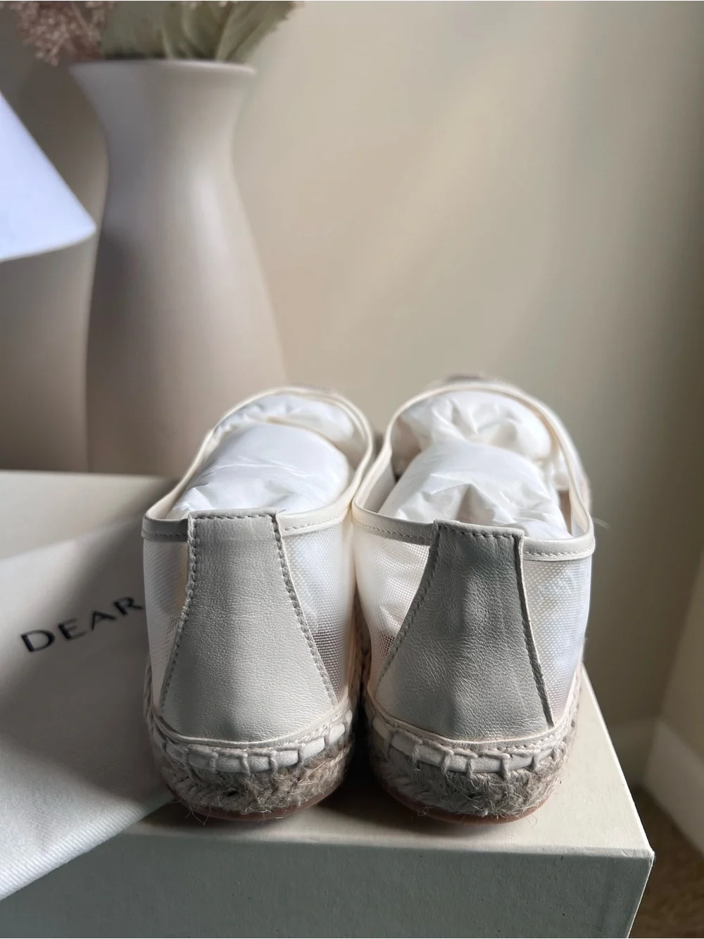 NIB Dear Frances Vespa Mesh Espadrille Flat in Off-White LeatherMesh Sz. 38.5